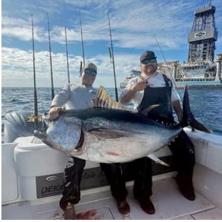 2 Men holding a yellowfin Tuna
