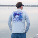 Coastal Gray Men's Long Sleeve QuickDry Fishing Shirt - Marlin Design - Coastal Fishing