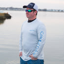 Coastal Gray Men's Long Sleeve QuickDry Fishing Shirt - Tuna Design - Coastal Fishing