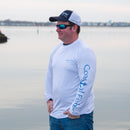Coastal White Men's Long Sleeve QuickDry Fishing Shirt - Tuna Design - Coastal Fishing