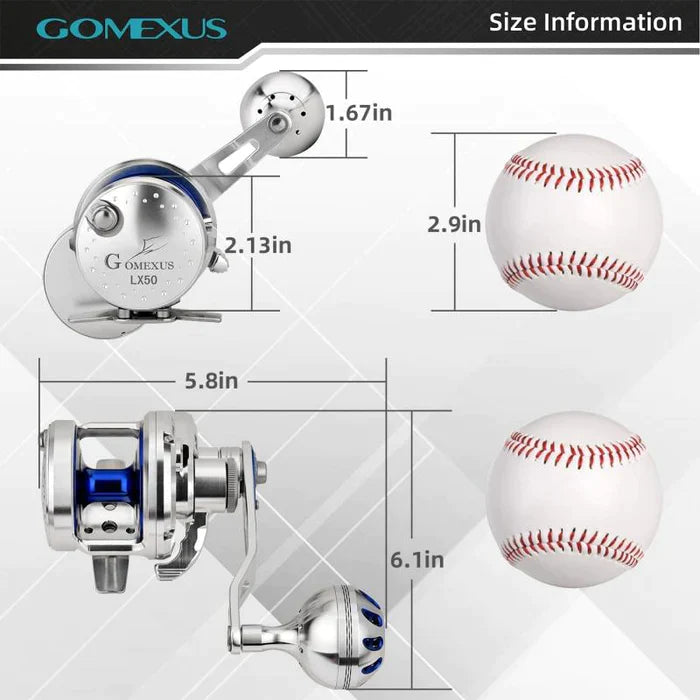 Gomexus Slow Pitch Jigging Reel LX50, 7.1:1 - Left Hand