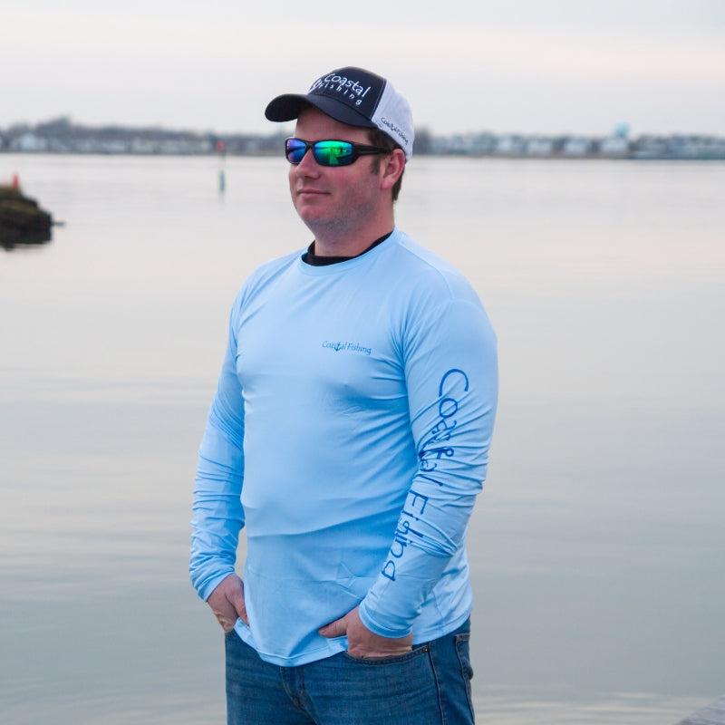 Coastal Blue Men's Long Sleeve QuickDry Fishing Shirt - Marlin Design - Coastal Fishing 