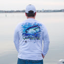 Coastal White Men's Long Sleeve QuickDry Fishing Shirt - Tuna Design - Coastal Fishing 